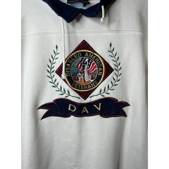 Disabled American Veterans Sweater  White Embroidered Blue Collar Size XL Tall - Picture 2 of 10